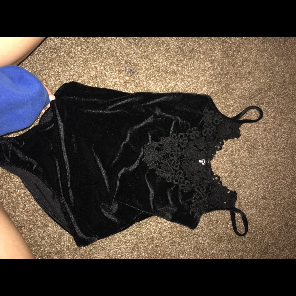 velvet floral/lace body suit